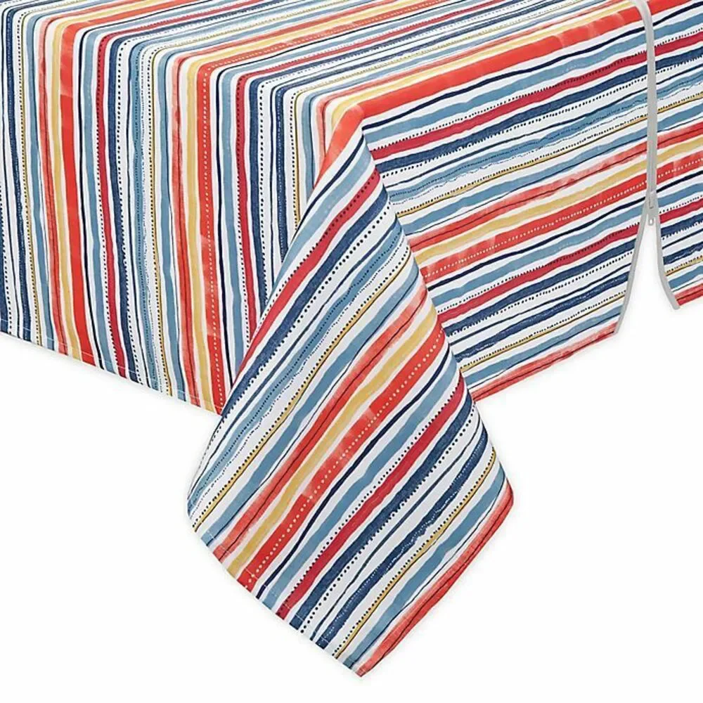 Umbrella Hole Zipper Tablecloth 60x84 Cloth Fabric Outdoor Warm Summer Stripe